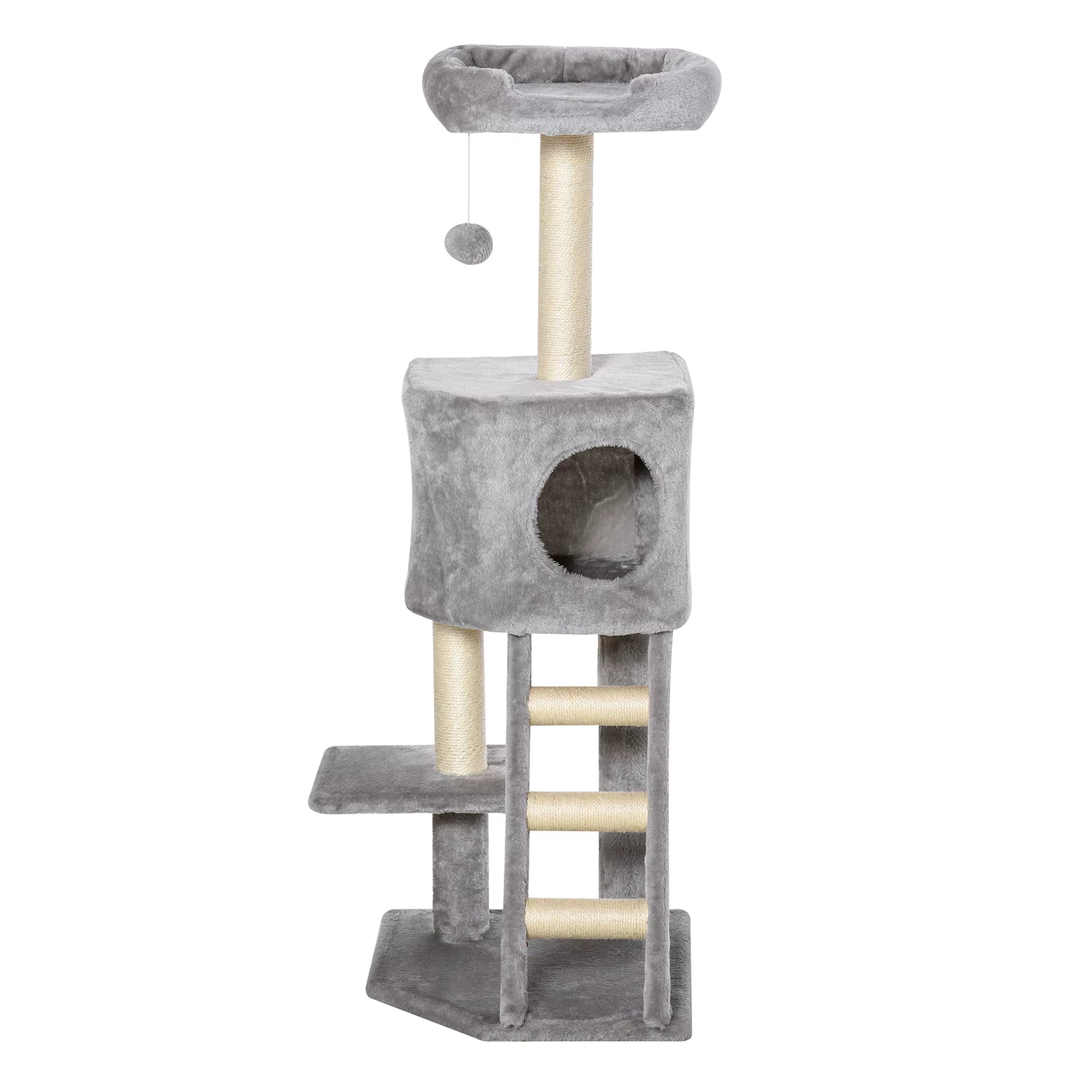 Arbre à Chat Bois Gris 120 cm – 3 niveaux