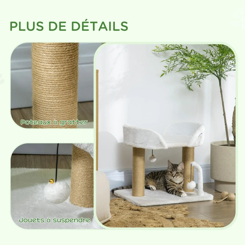 Petit Arbre à Chat Compact Blanc - 42 cm
