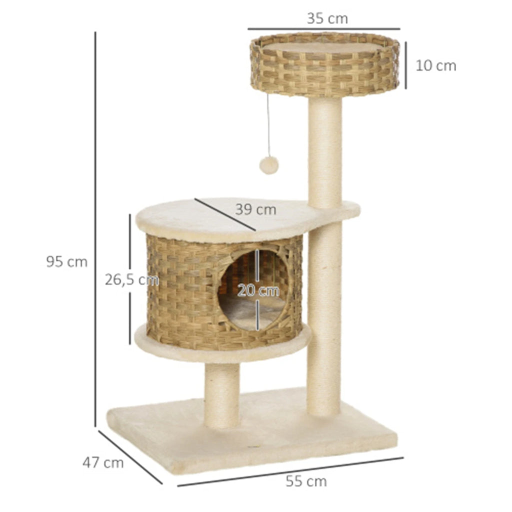 Arbre à Chat Rotin Design Compact - 95 cm