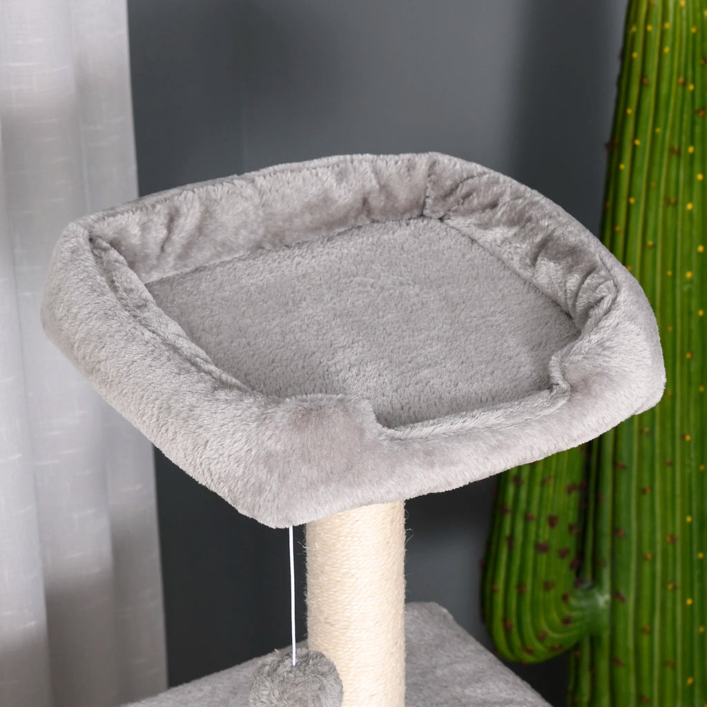 Arbre à Chat Bois Gris 120 cm – 3 niveaux