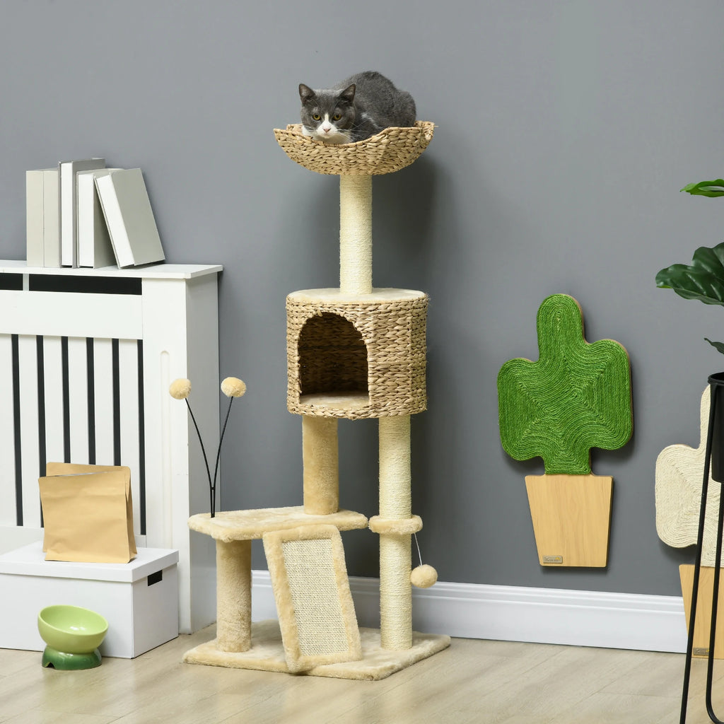 Arbre à Chat Avec Panier Osier - 116 cm