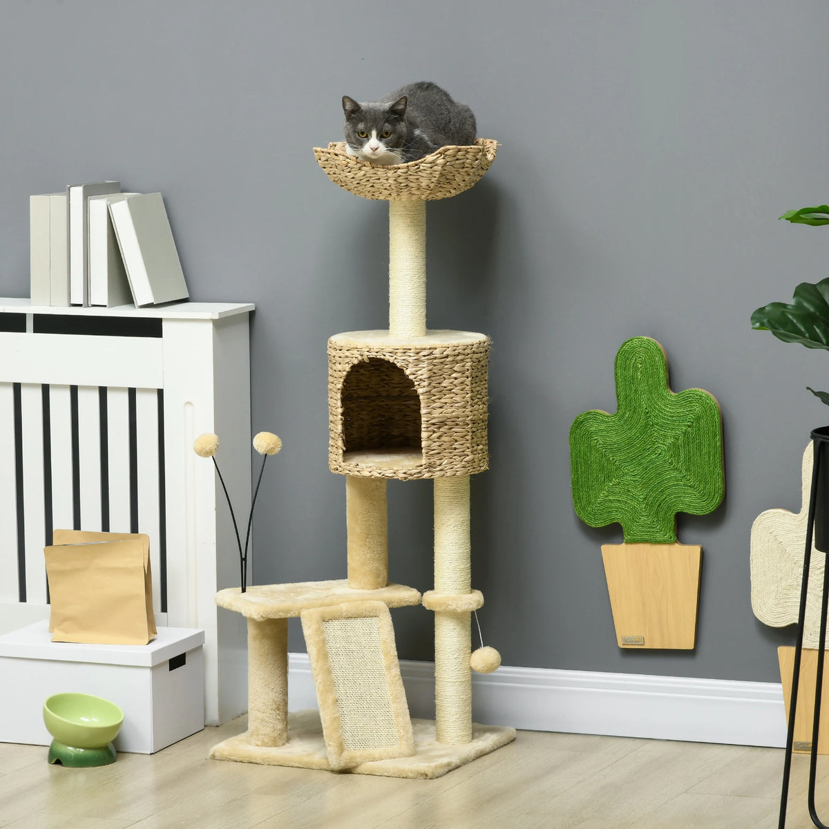 Arbre à Chat Avec Panier Osier - 116 cm