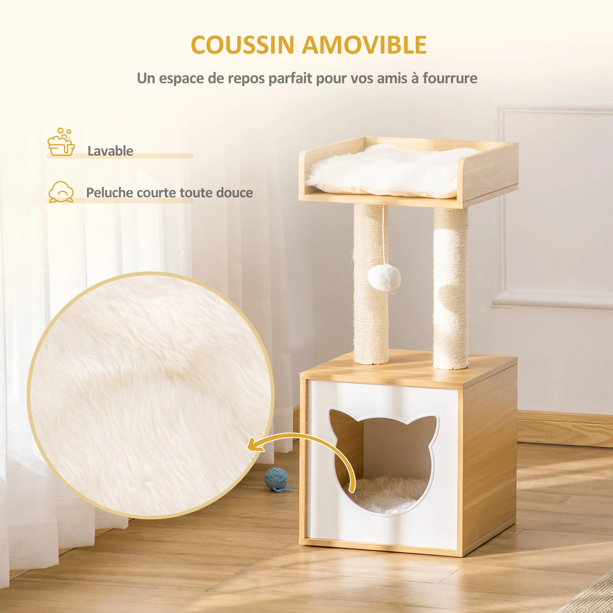Arbre à Chat Bois Naturel - 81 cm