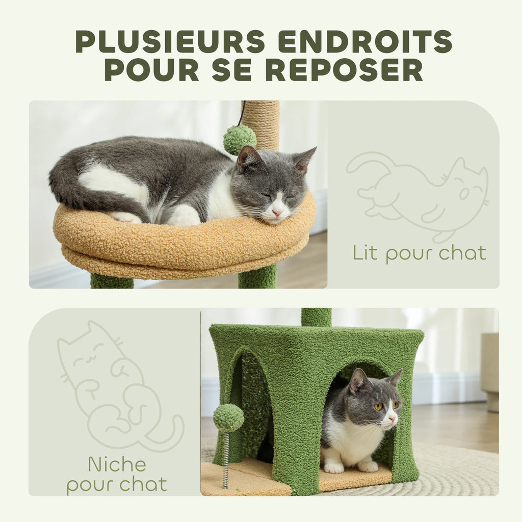 Arbre à Chat Fleur 98 cm – 3 niveaux