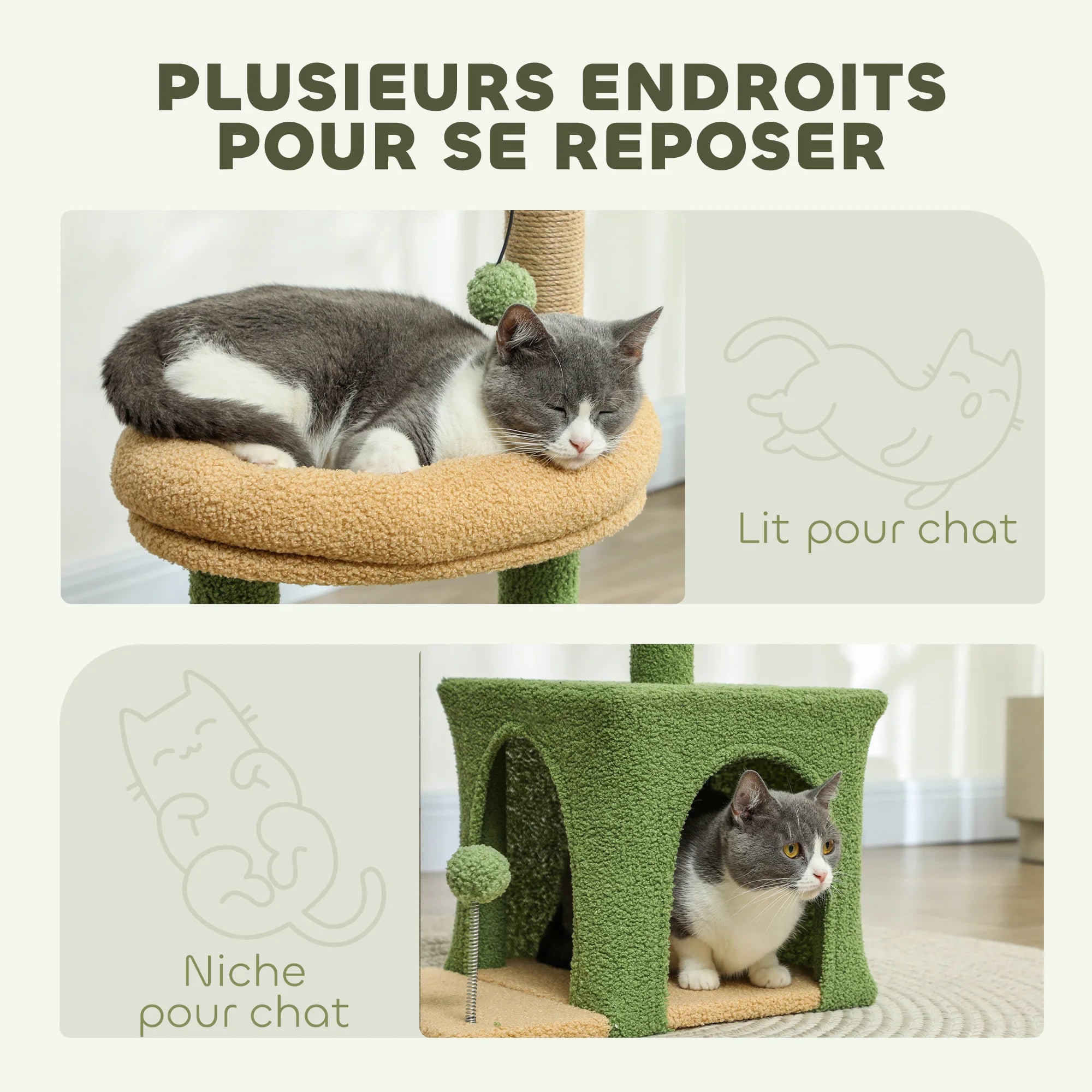 Arbre à Chat Fleur 98 cm – 3 niveaux