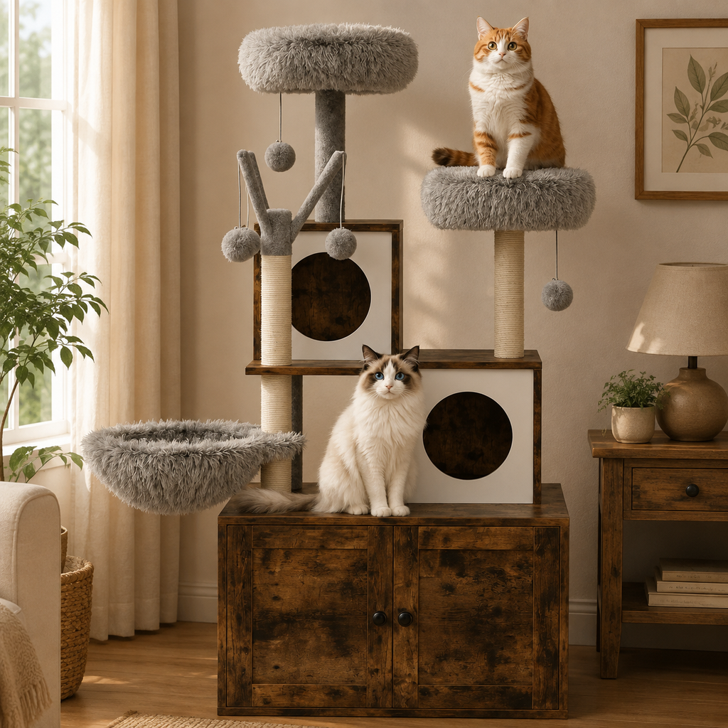 Arbre à Chat Luxe Bois – 146 cm