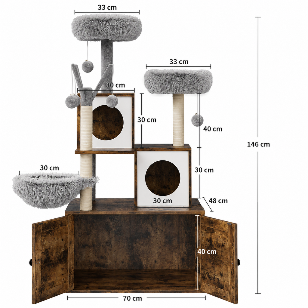 Arbre à Chat Luxe Bois – 146 cm