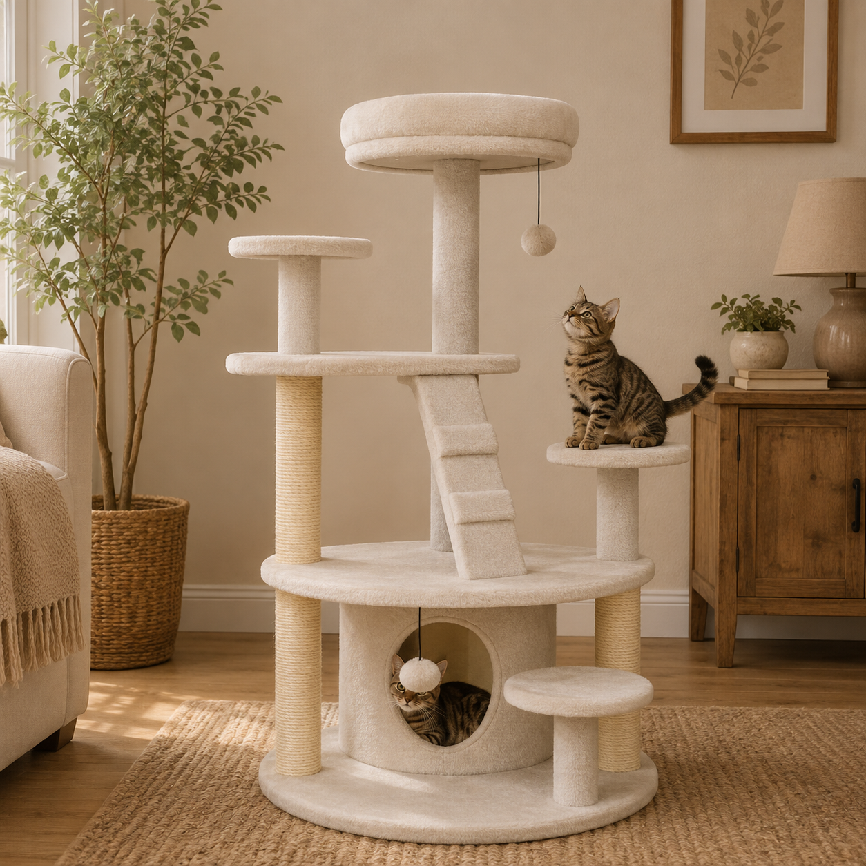 Arbre à Chat Cosy Bois Compact – 101 cm