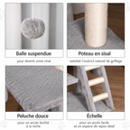 Arbre à Chat Bois Gris 120 cm – 3 niveaux