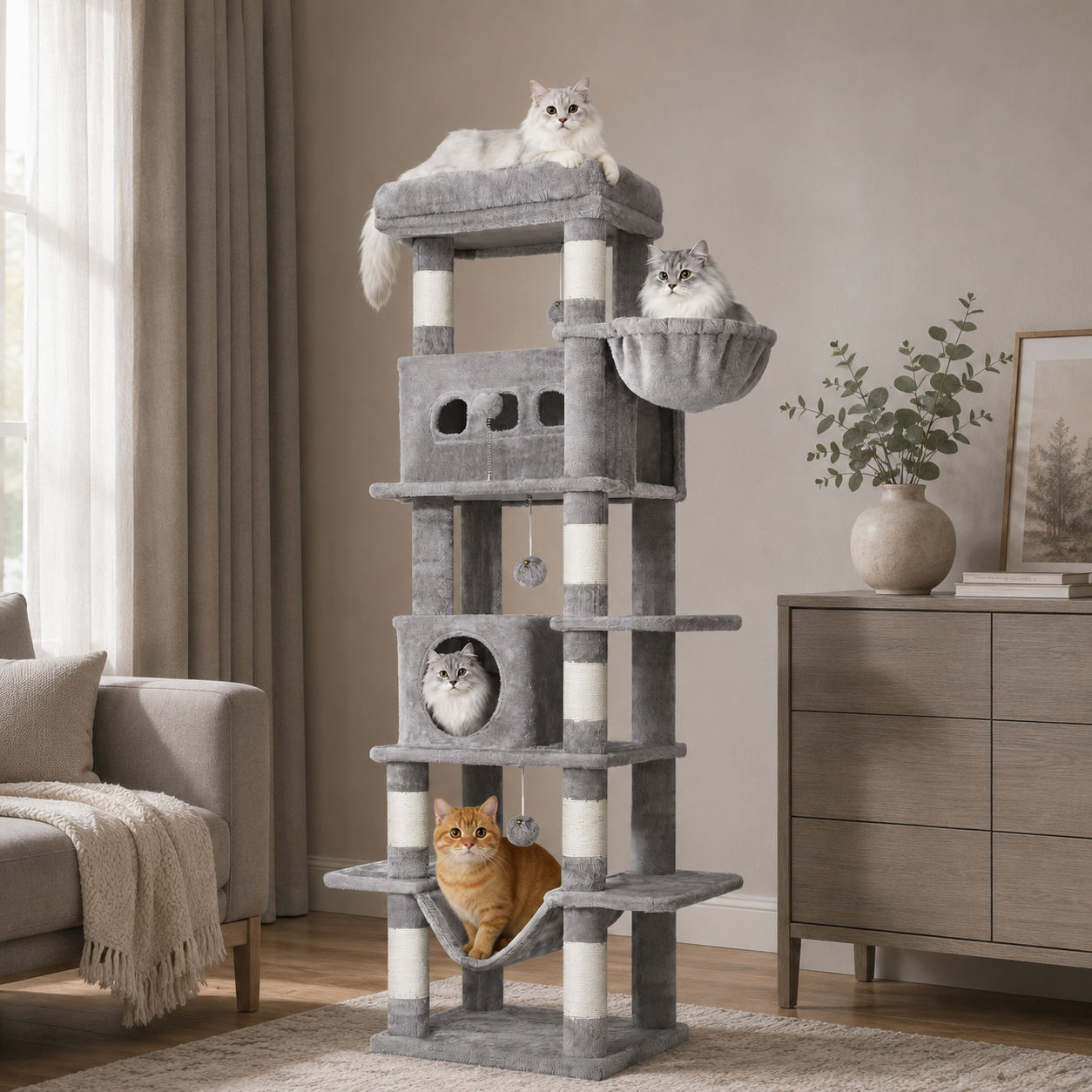 Arbre à Chat XXL Premium 170 cm – 5 niveaux