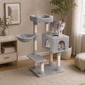 Arbre à Chat Bois Avec Panier – 98 cm