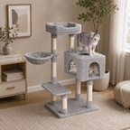 Arbre à Chat Bois Avec Panier – 98 cm