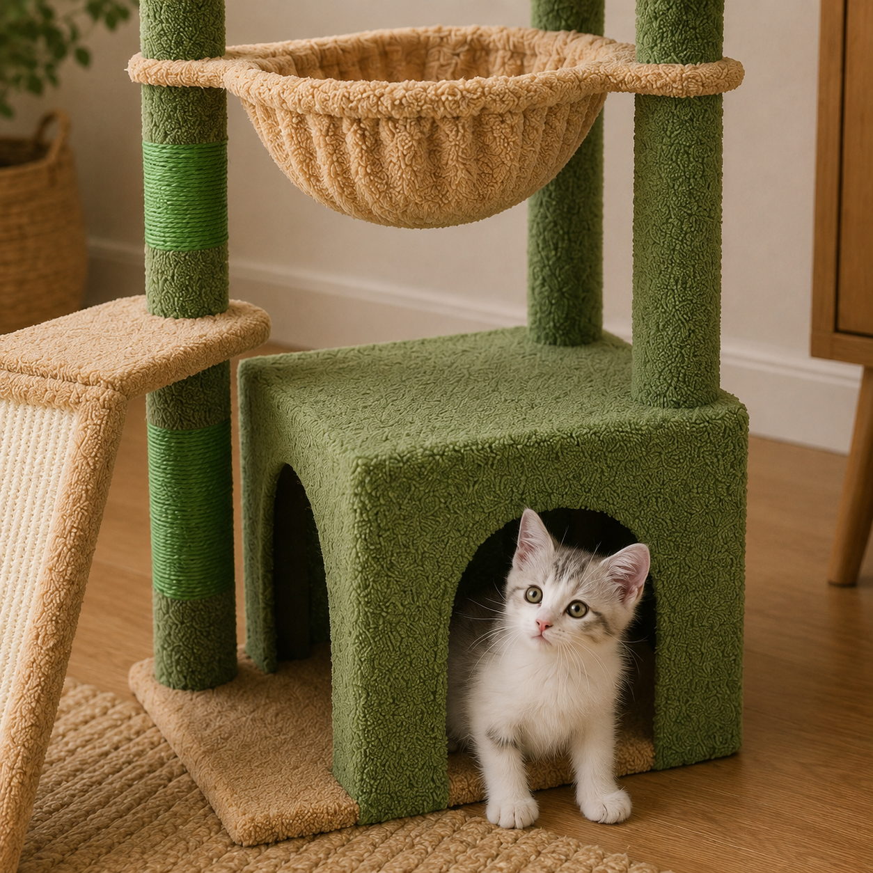 Arbre à Chat Bois Compact – 92 cm
