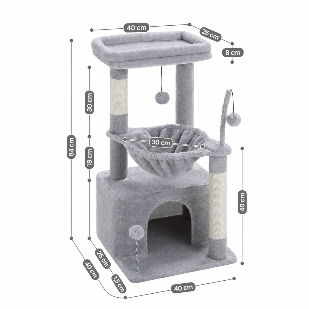 Arbre à Chat Compact – 84 cm – 3 niveaux
