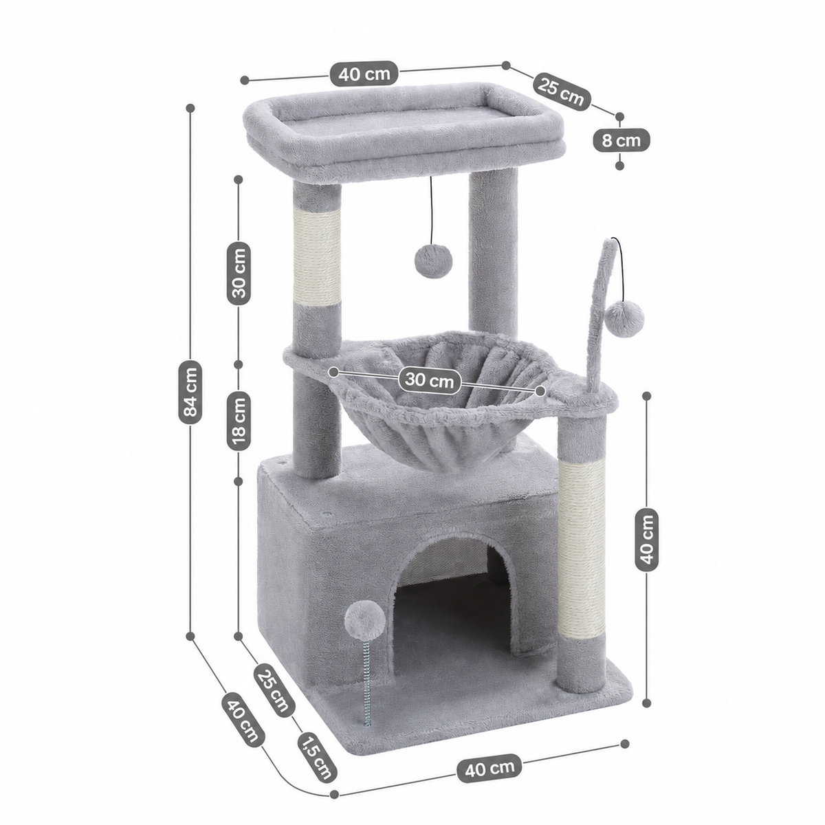 Arbre à Chat Compact – 84 cm – 3 niveaux