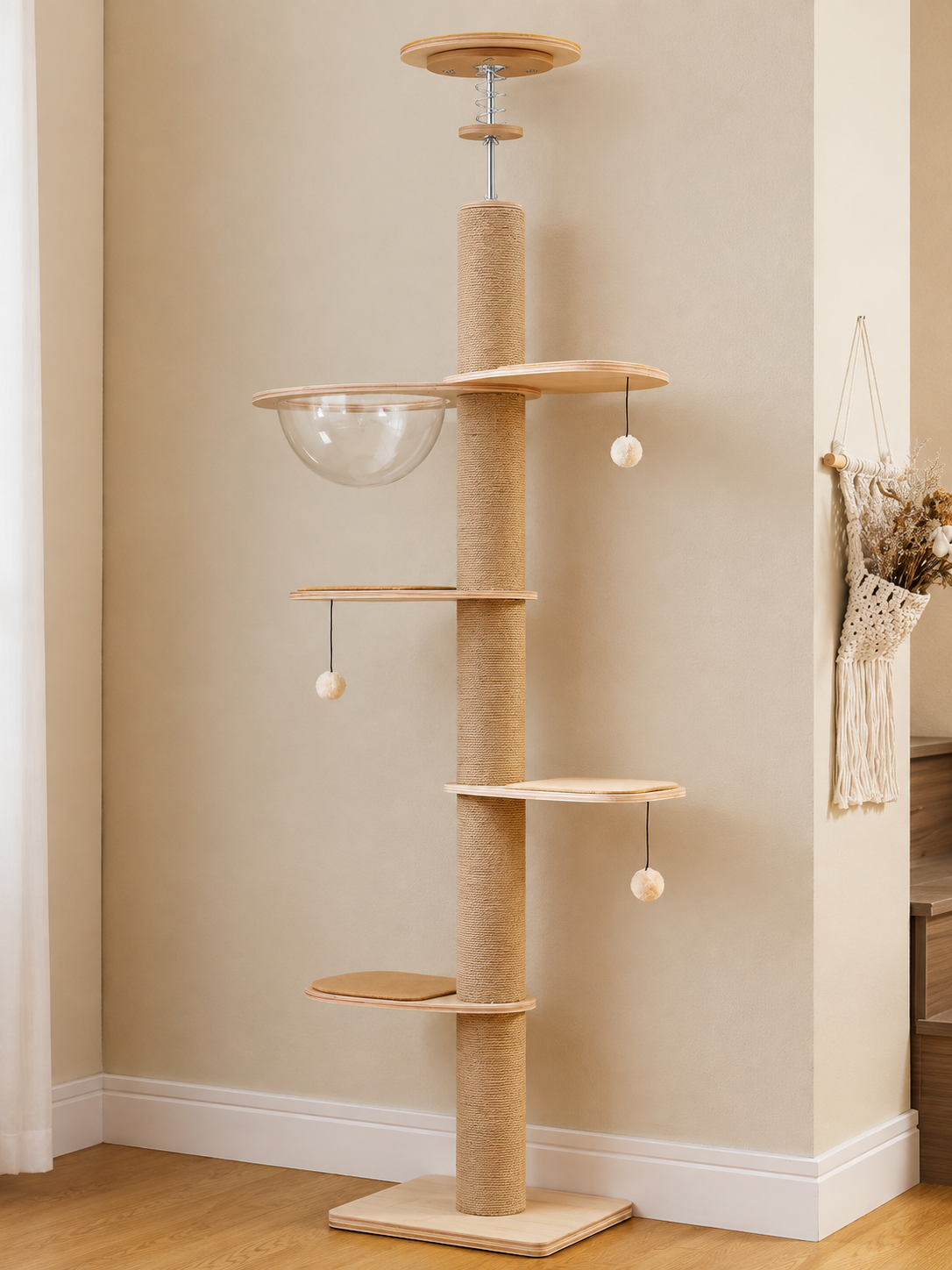 Arbre à Chat Sol-Plafond Bois – 284 cm
