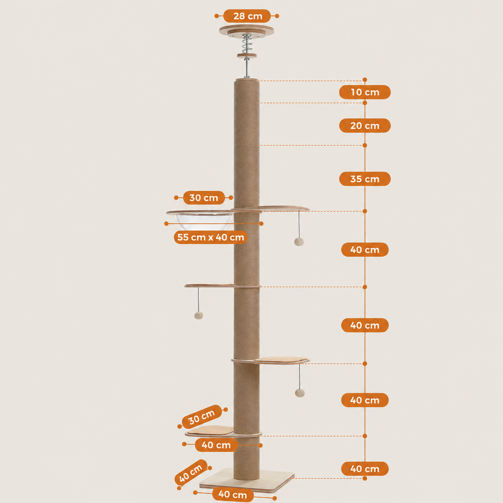 Arbre à Chat Sol-Plafond Bois – 284 cm