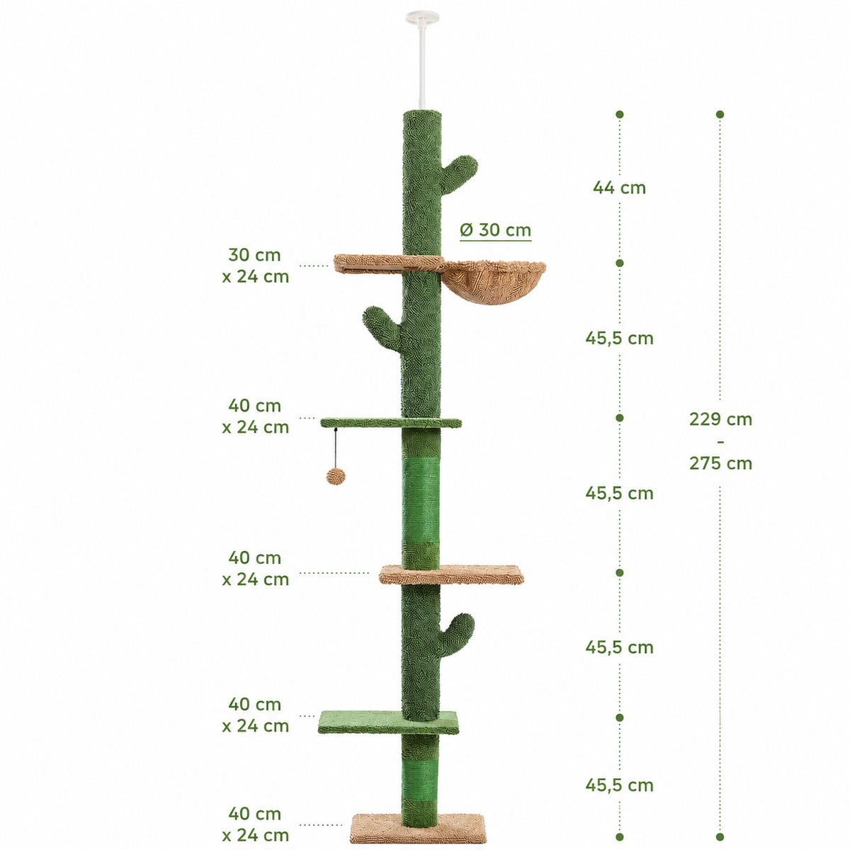 Arbre à Chat Sol-Plafond Cactus - 275 cm