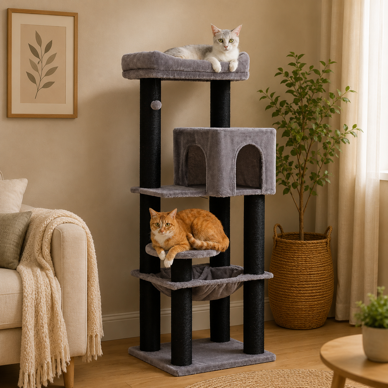Arbre à Chat XXL 147 cm – 4 niveaux