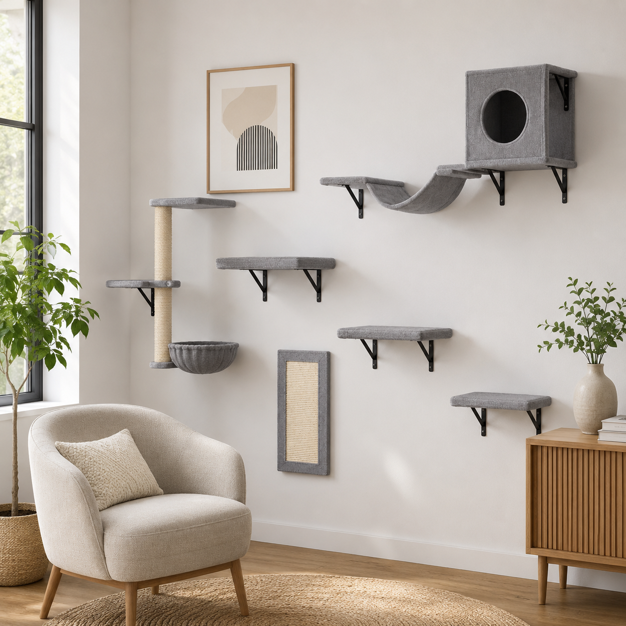 Arbre à Chat Mural Moderne – 32 cm
