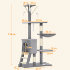 Arbre à Chat Gris Multiplateformes 134 cm – 3 niveaux