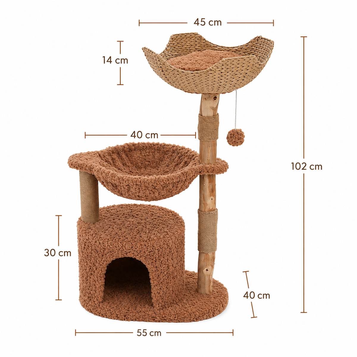 Arbre à Chat Bois Massif Moderne – 102 cm