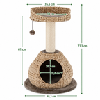 Arbre à Chat Bois Naturel et Rotin - 71 cm