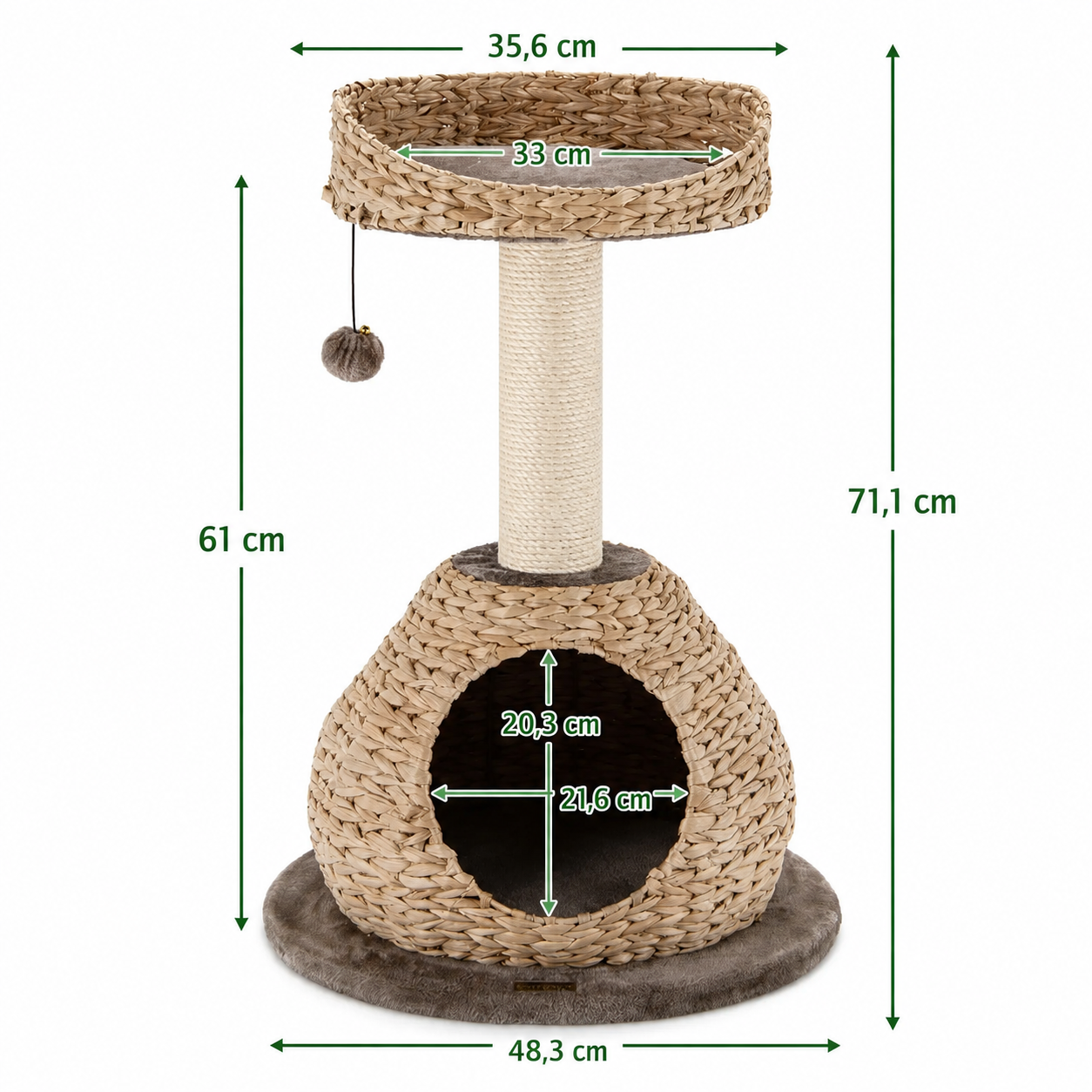 Arbre à Chat Bois Naturel et Rotin - 71 cm