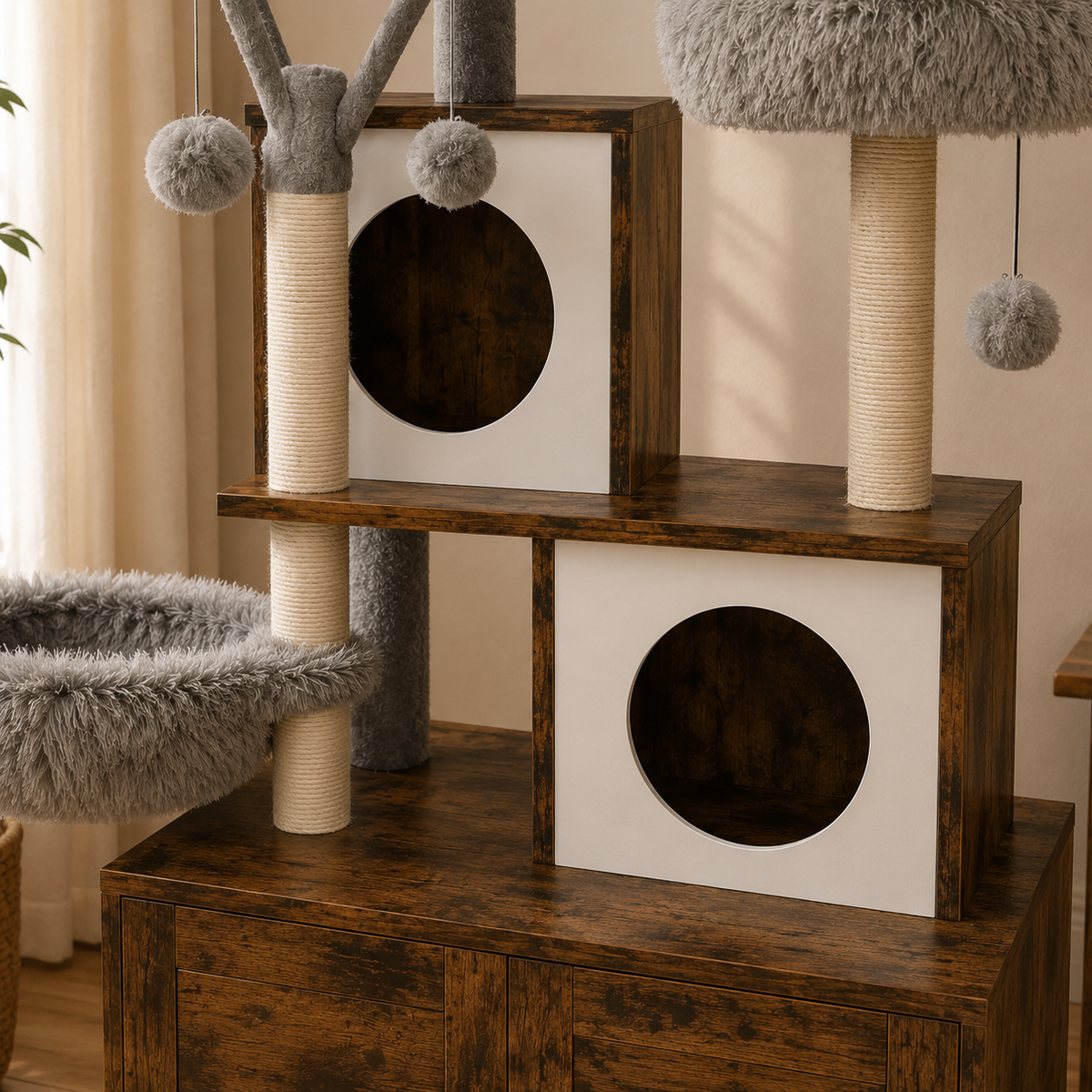 Arbre à Chat Luxe Bois – 146 cm