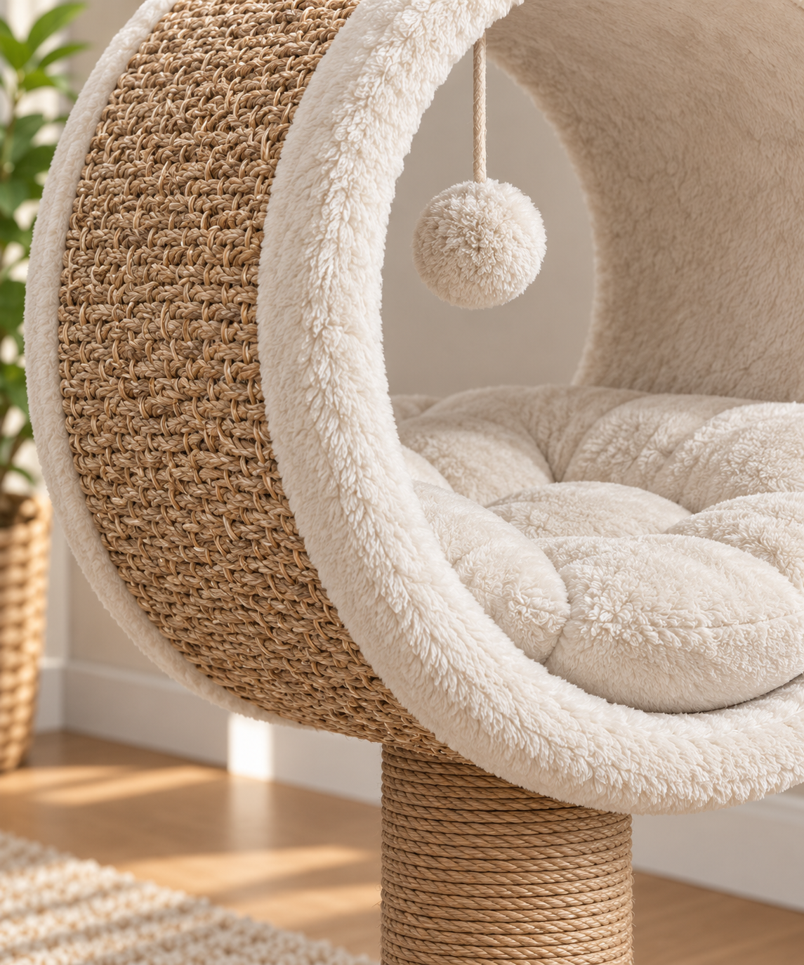 Petit Arbre à Chat Rotin Compact – 56 cm