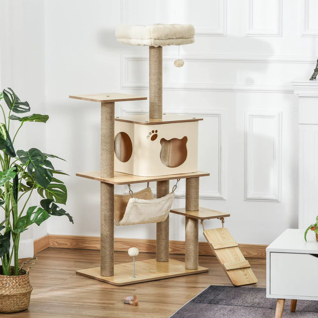 Arbre à Chat Luxe En Bois – 130 cm