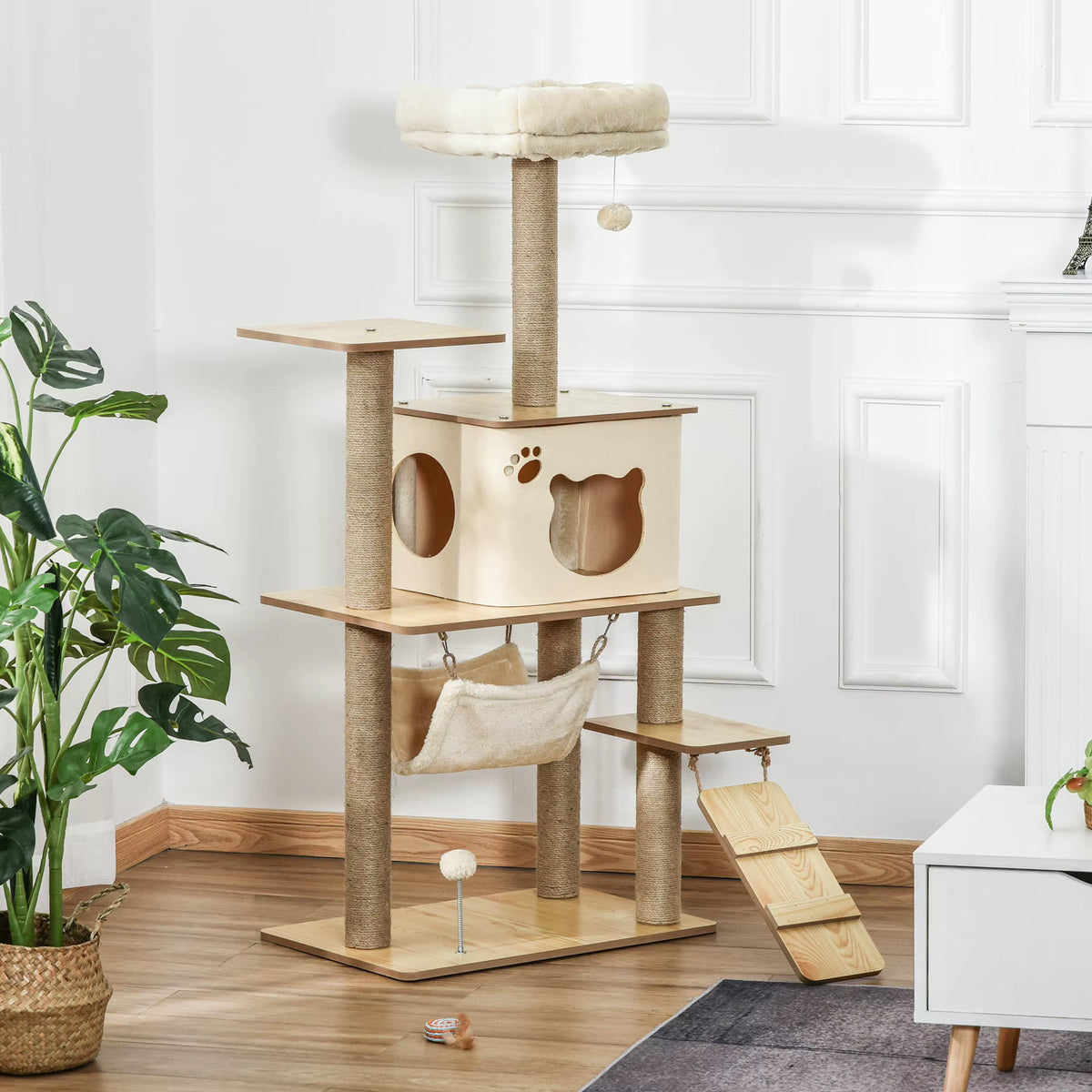 Arbre à Chat Luxe En Bois – 130 cm