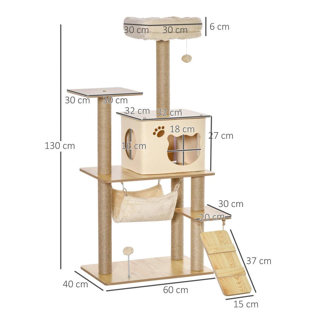 Arbre à Chat Luxe En Bois – 130 cm