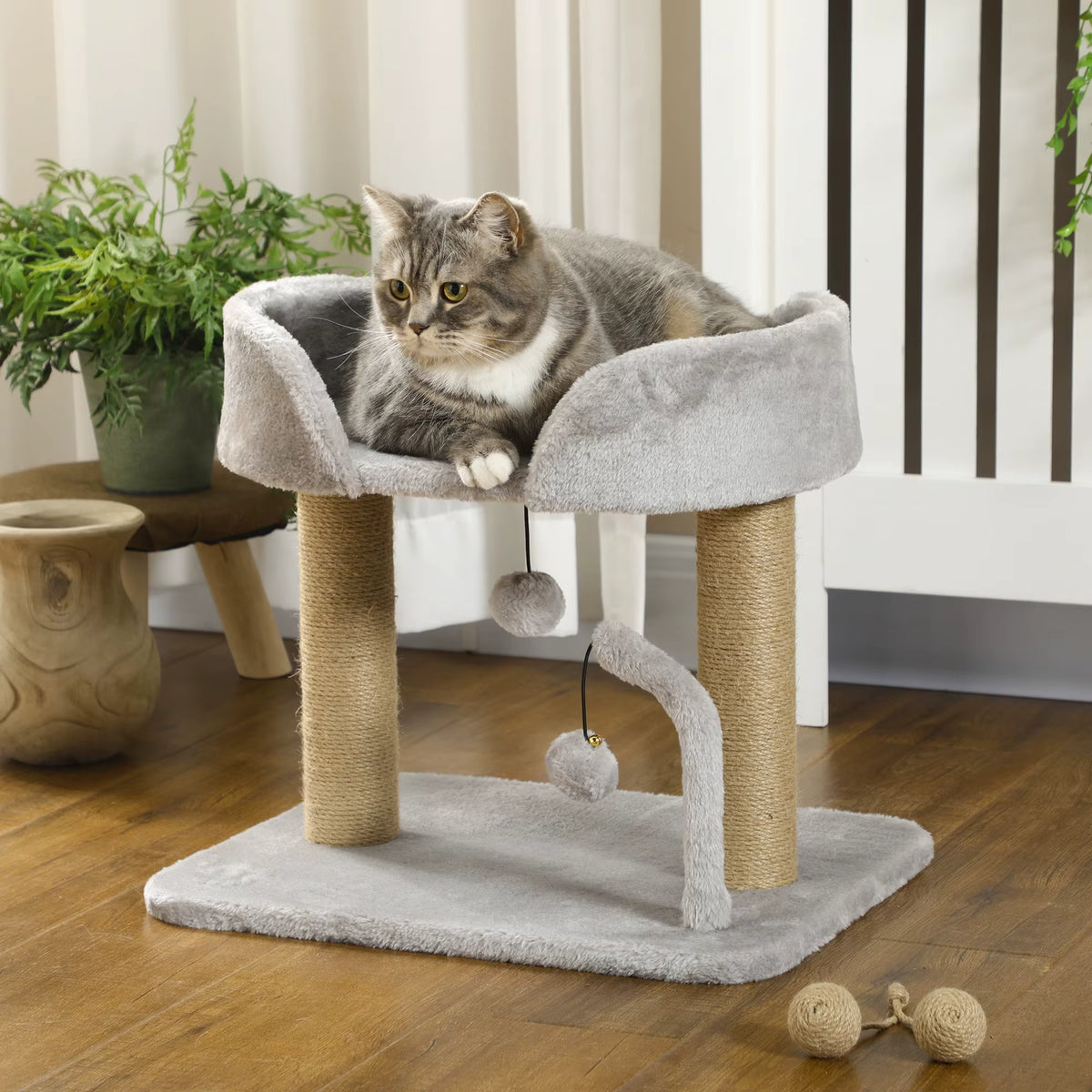 Petit Arbre à Chat Compact Gris - 42 cm