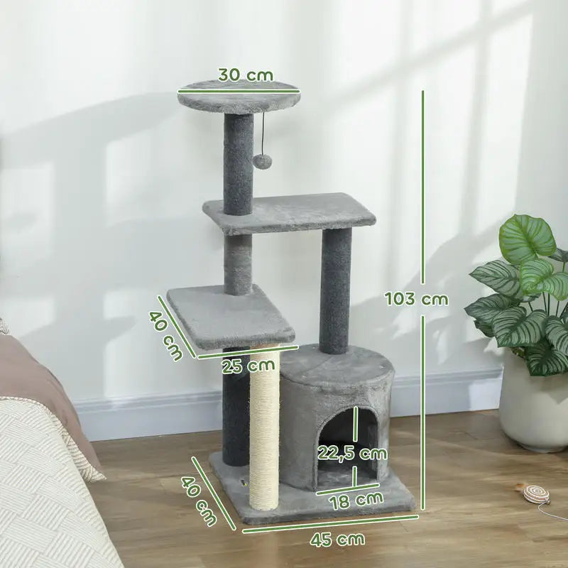 Arbre à Chat Gris 103 cm– 1 niveaux