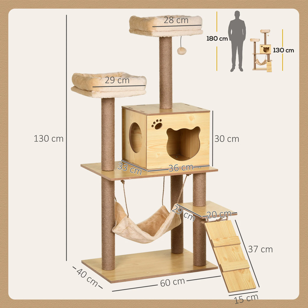Arbre à Chat Bois Design – 130 cm