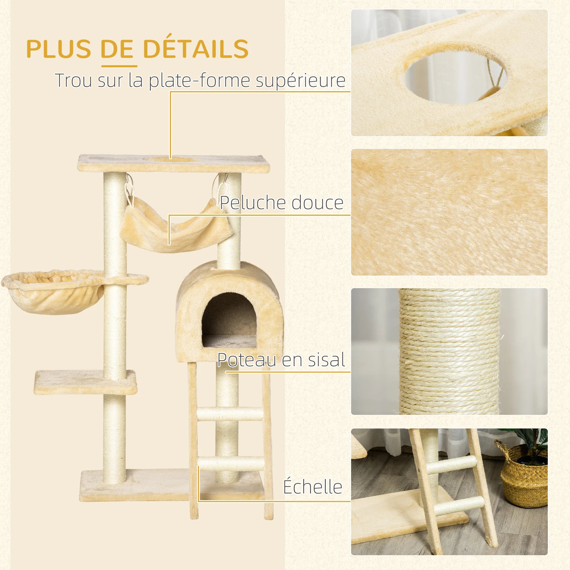 Arbre à Chat avec Hamac – 98 cm