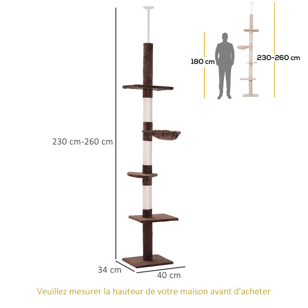 Arbre à Chat Sol-Plafond – 260 cm