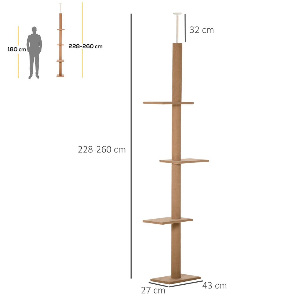 Arbre à Chat Sol-Plafond Multiplateformes – 260 cm