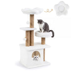 Arbre à Chat Fleur 96 cm - Blanc et Beige