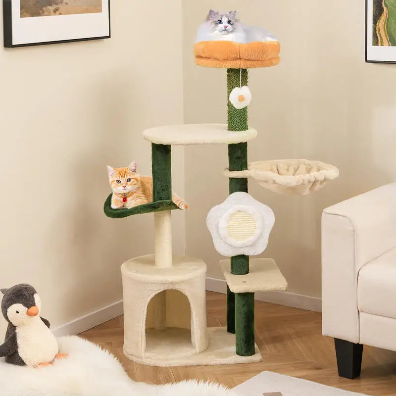 Arbre à Chat Fleur Avec Plateforme - 114 cm