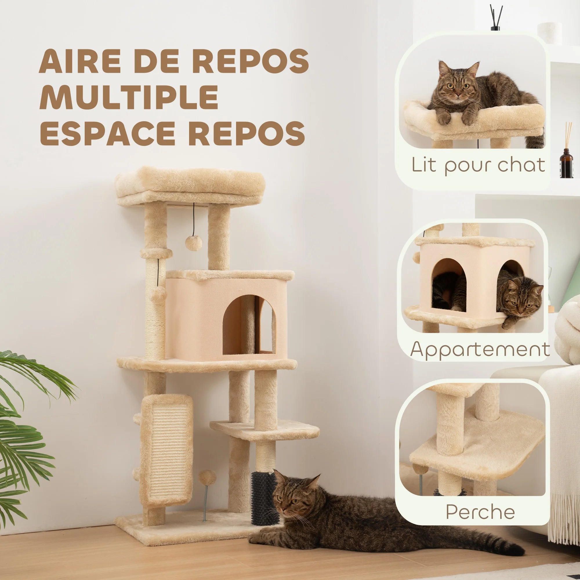 Arbre à Chat Bois 104 cm – 4 niveaux