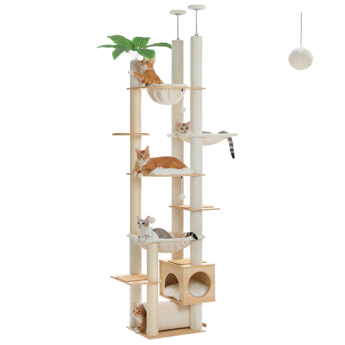Arbre à Chat Sol-Plafond Bois – 256 cm