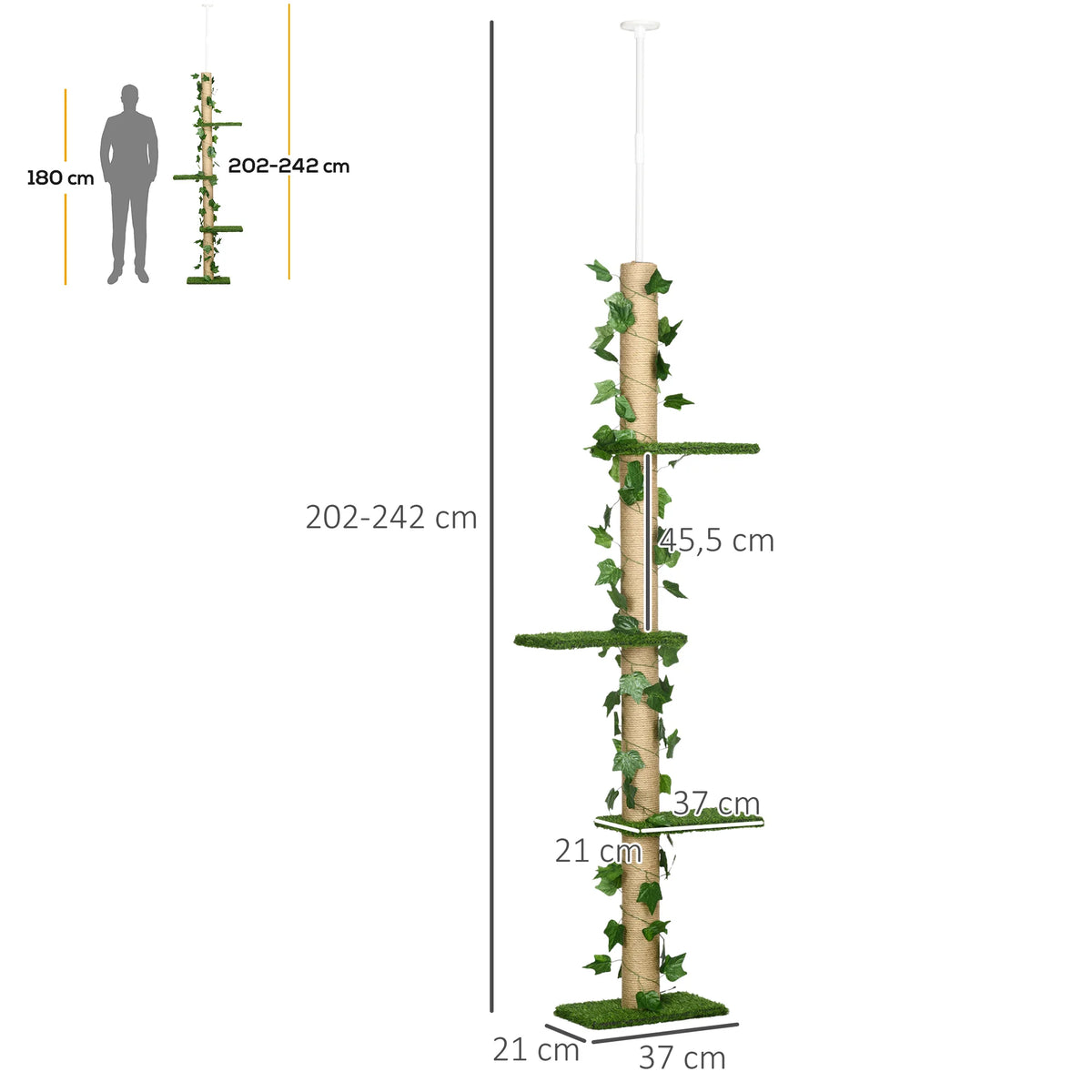 Arbre à Chat Sol-Plafond XXL – 242 cm