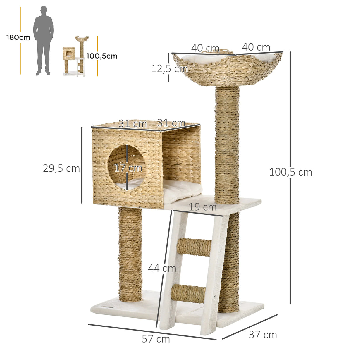 Arbre à Chat Bois Compact – 100 cm