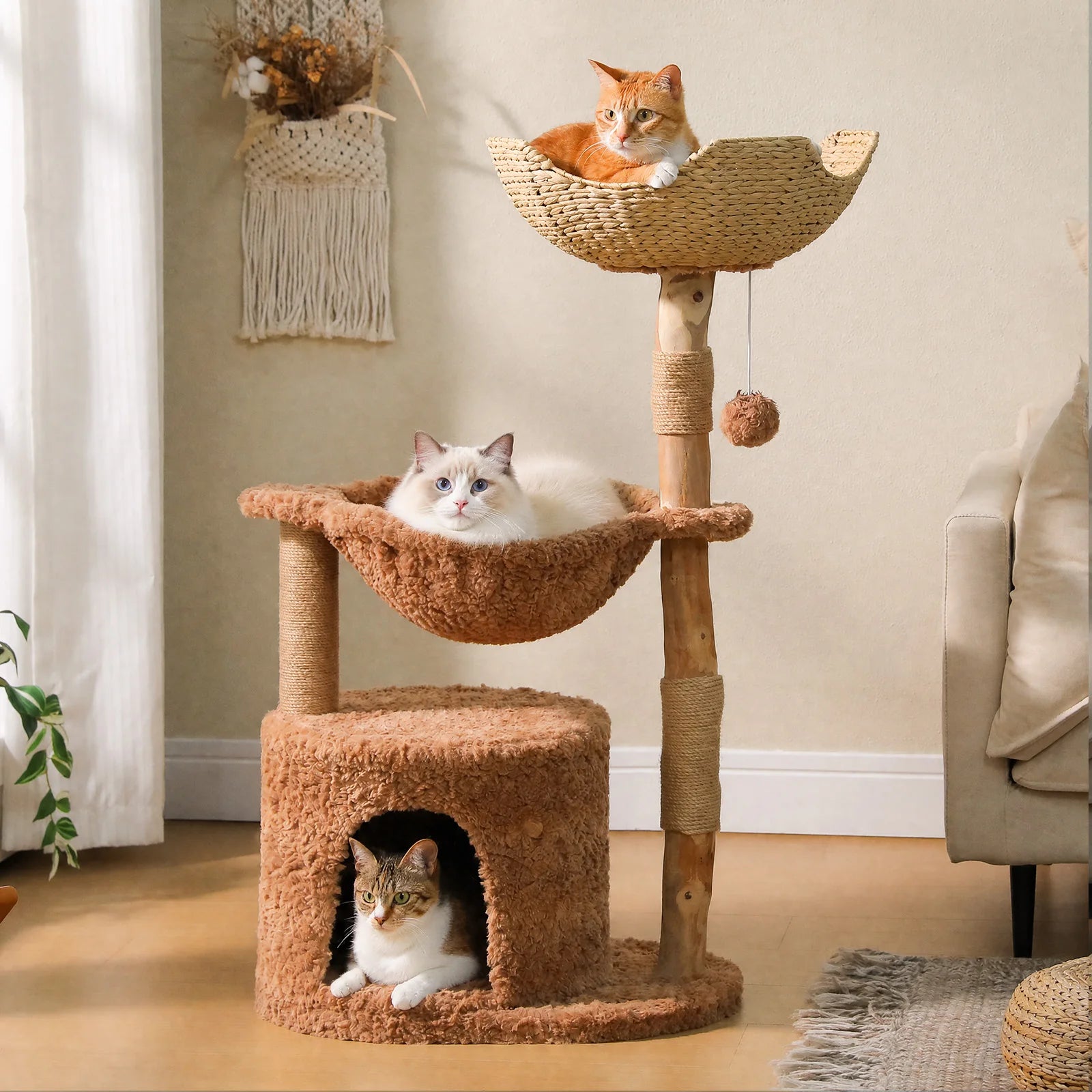 Arbre à Chat Bois Massif Moderne – 102 cm