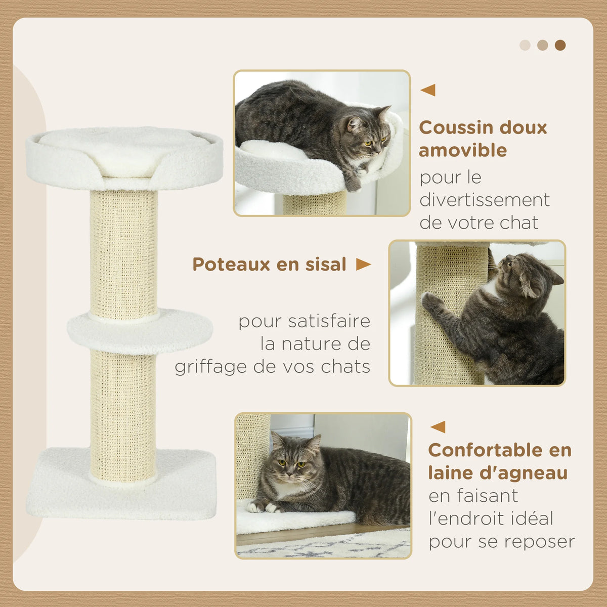 Petit Arbre à Chat – 91 cm – 3 niveaux