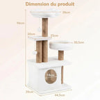 Arbre à Chat Fleur 96 cm - Blanc et Beige