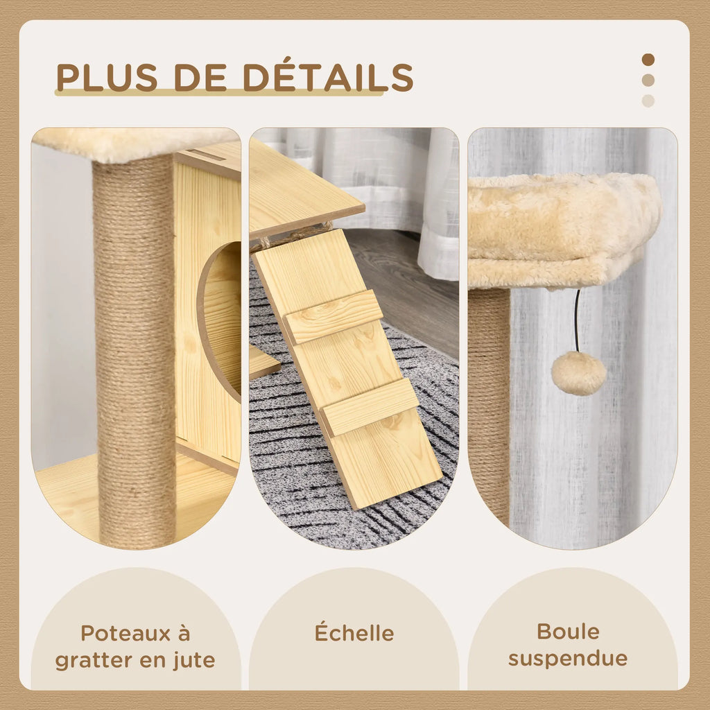 Arbre à Chat Bois Design – 130 cm