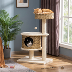 Arbre à Chat Rotin Design Compact - 95 cm